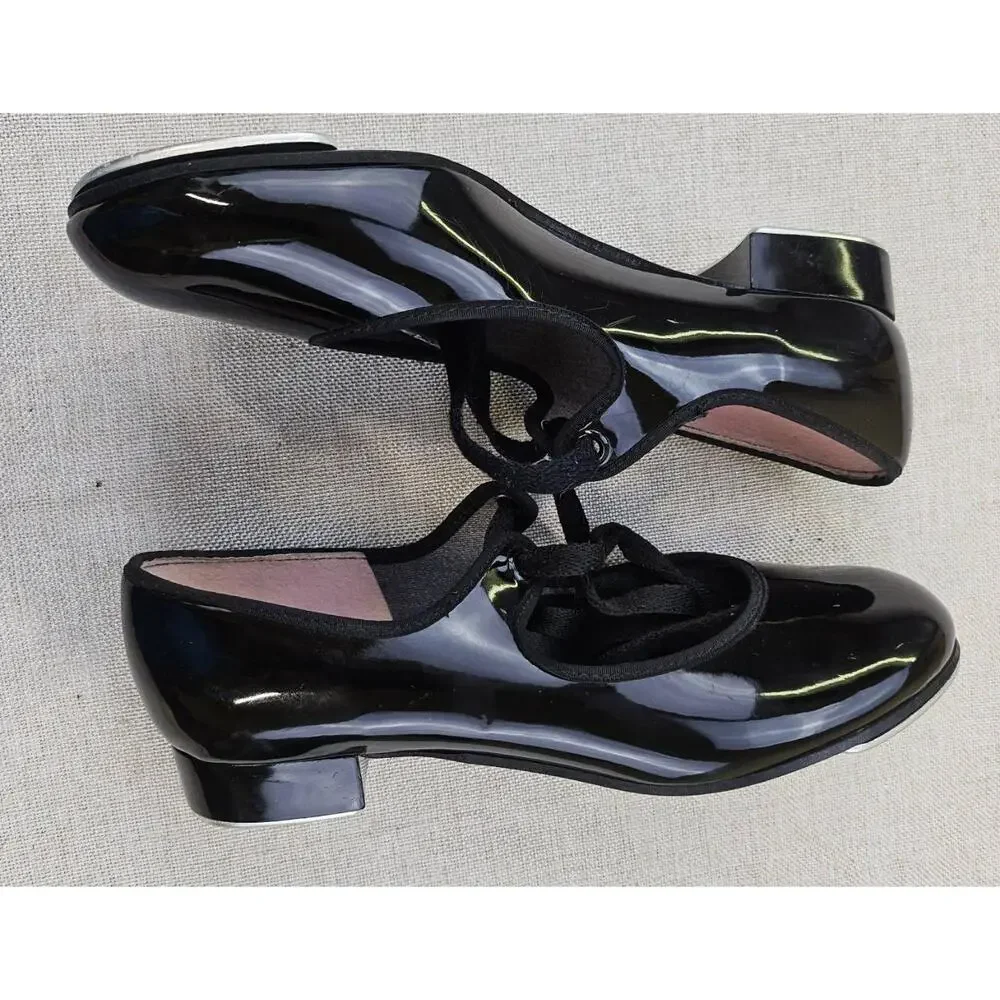 Vintage Capezio Tap Shoes Mary Jane Black Patent‎ Finish Dancewear 3800 Kids 3.5